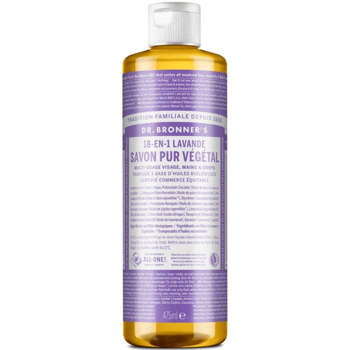 Savon liquide Lavande  - Un savon de Castille liquide naturel 18-en-1