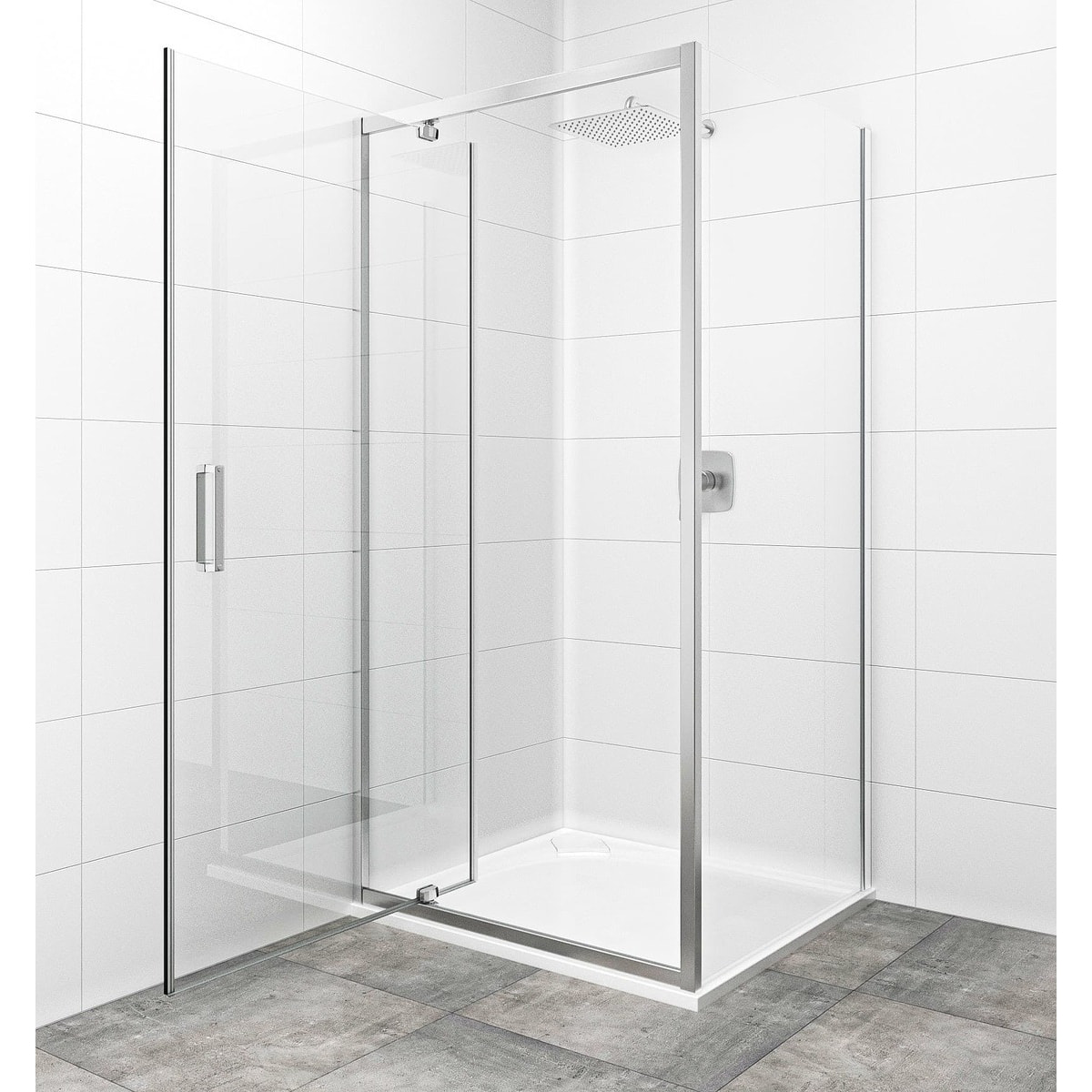 Porte de douche 100x195 cm, verre transparent Easyclean (SIKOTEXP100CRT)
