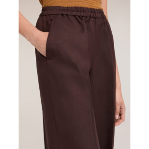 Motivi - Pantaloni cropped in misto lino - Marrone