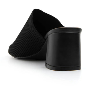 Sabot con tacco largo e fascia microintrecciata - NERO