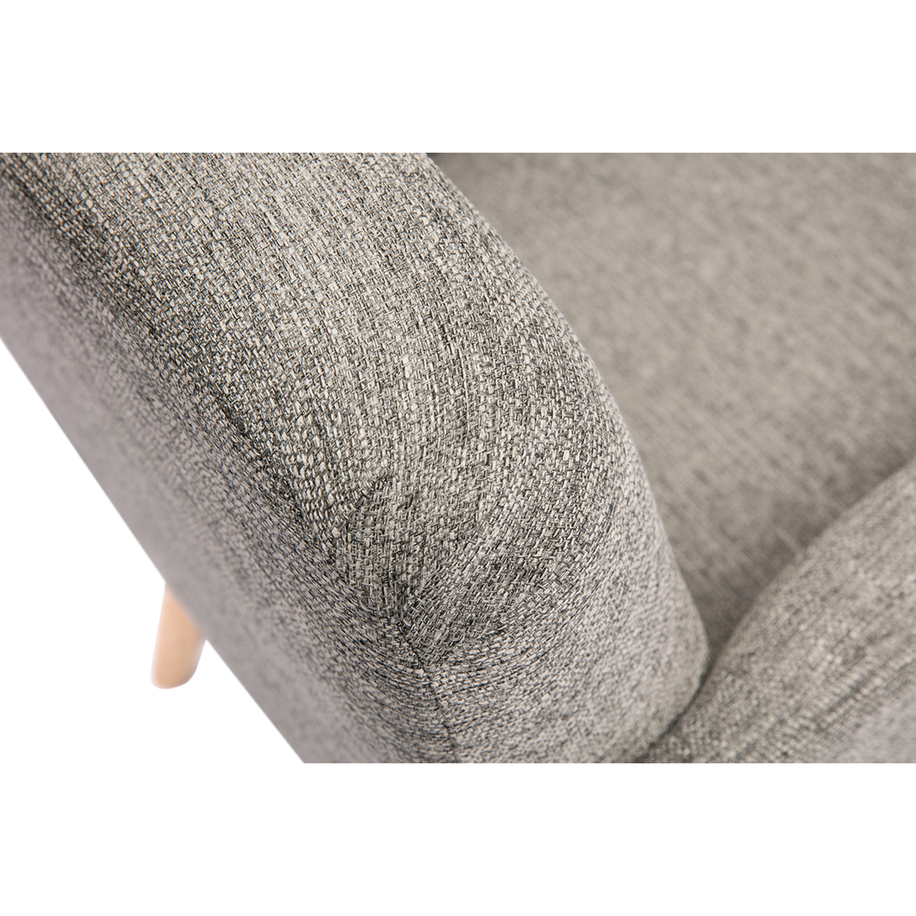 Fauteuil scandinave en tissu gris clair et bois clair ISKO