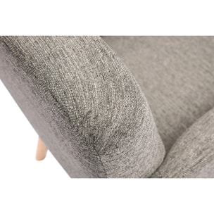 Fauteuil scandinave en tissu gris clair et bois clair ISKO