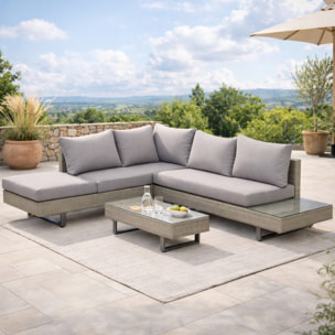 Salon de jardin d'angle 5 places – Design contemporain – Table incluse