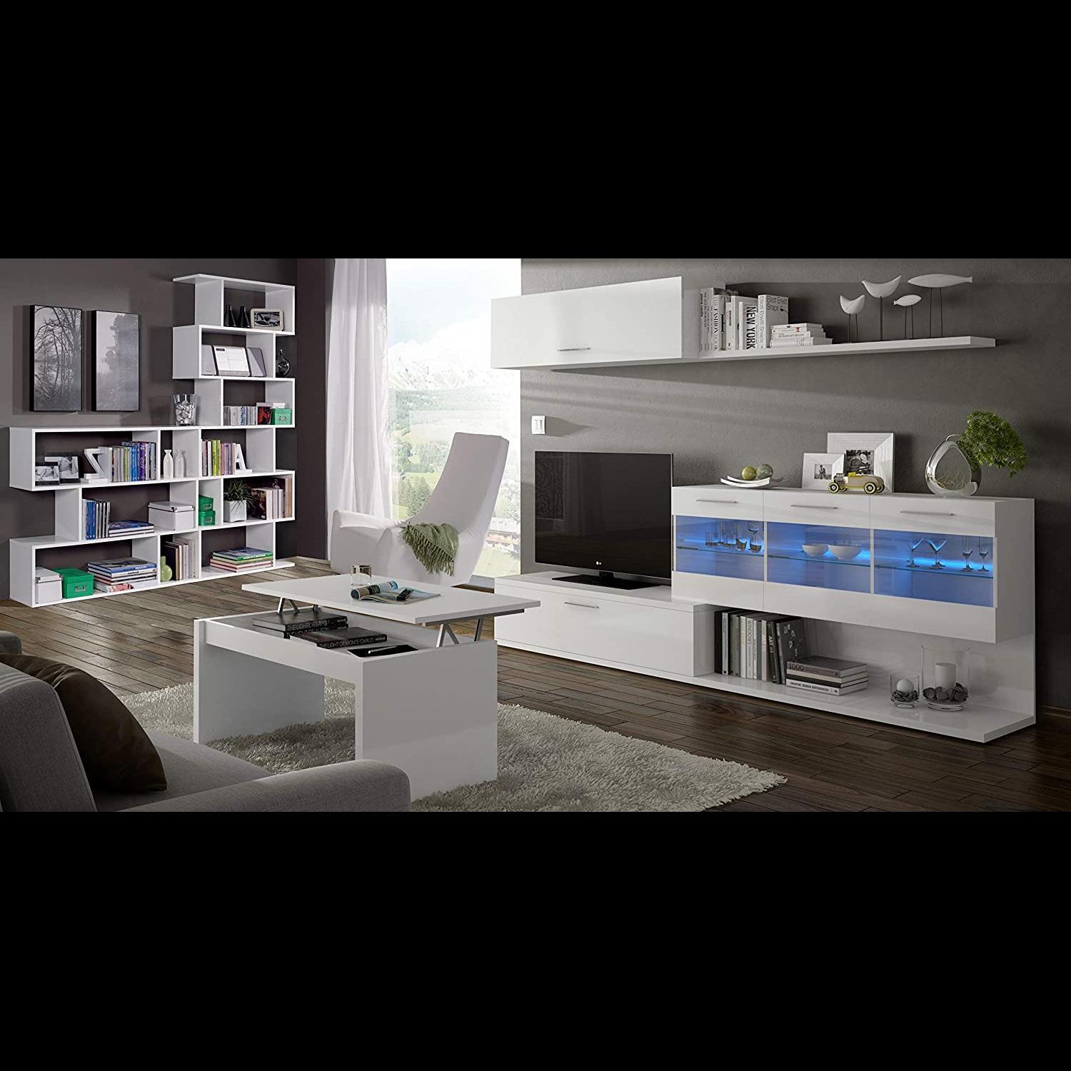 Libreria Friburgo Design Scaffale Mensola Moderna Bianca Mobile per Libri con Ripiani per Soggiorno Salotto 192 x 80 x 25 cm Colore Bianco