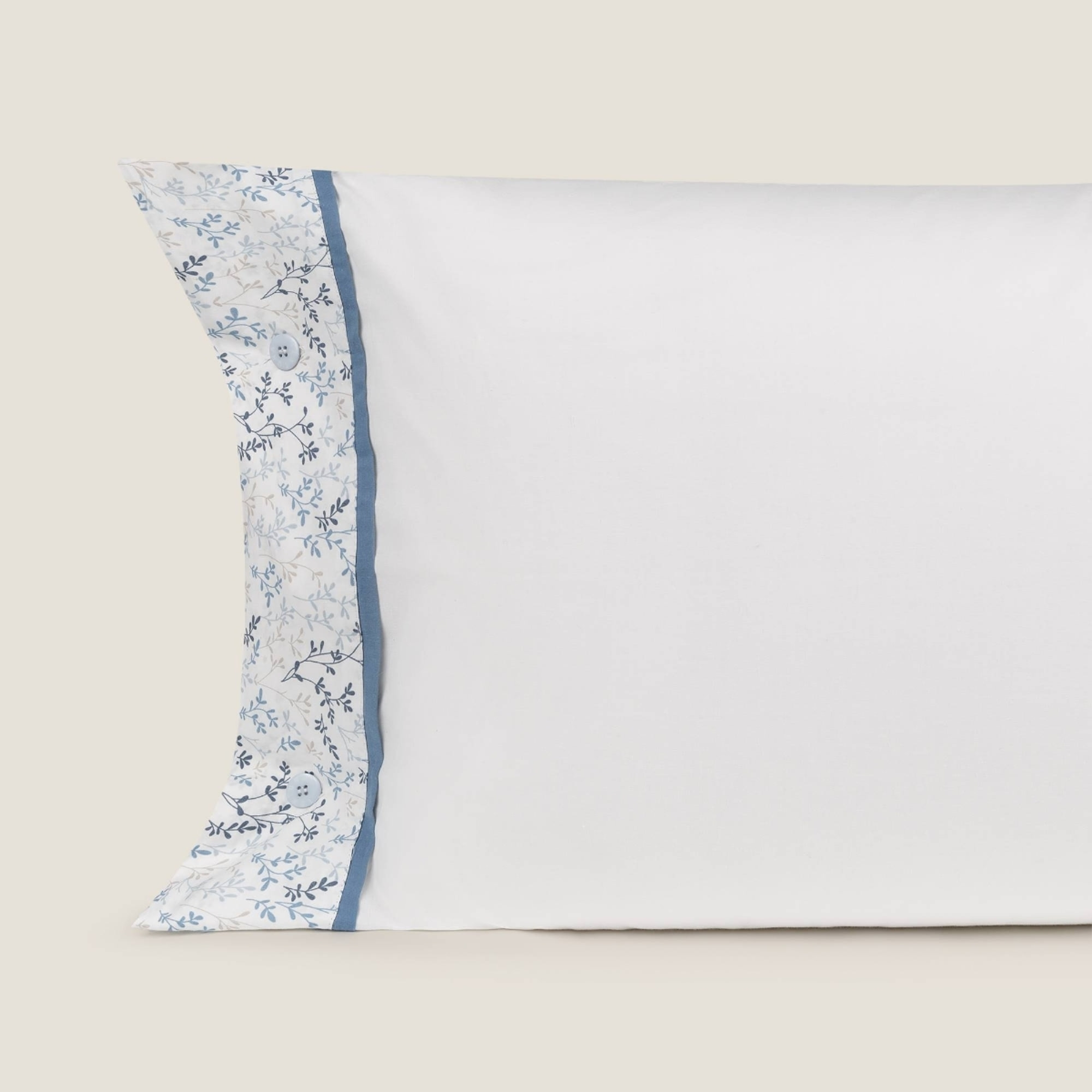 Funda almohada algodón flores Angelo color azul