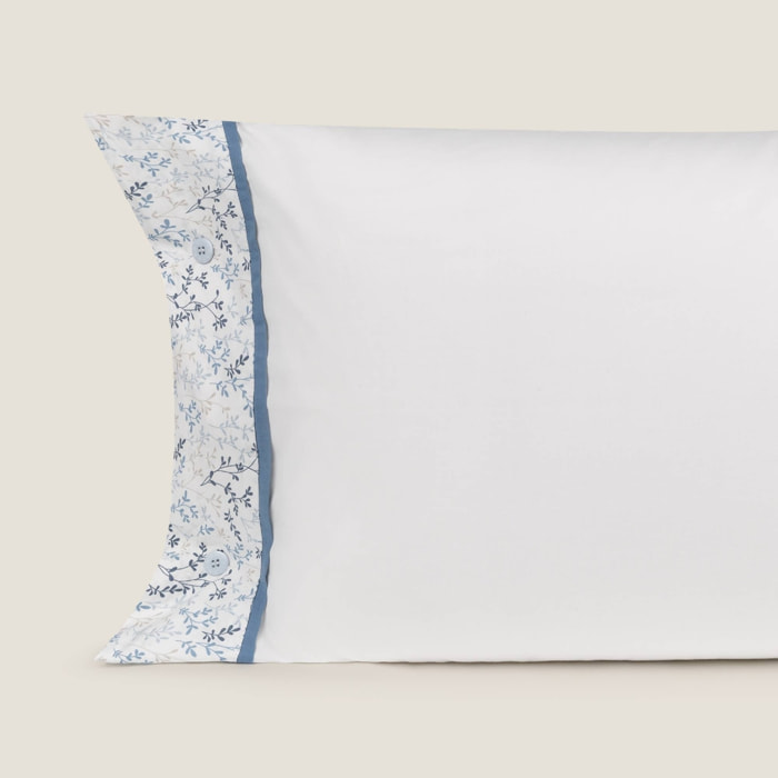 Funda almohada algodón flores Angelo color azul