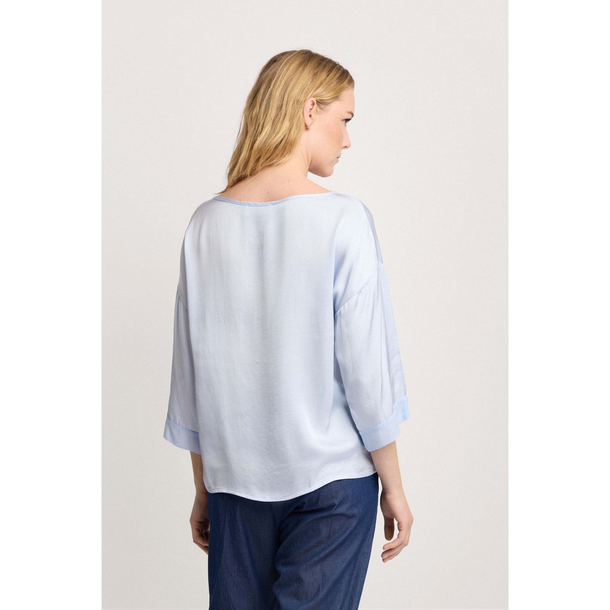 Kocca - Blusa a maniche lunghe in viscosa Donna, Tinta unita, Girocollo