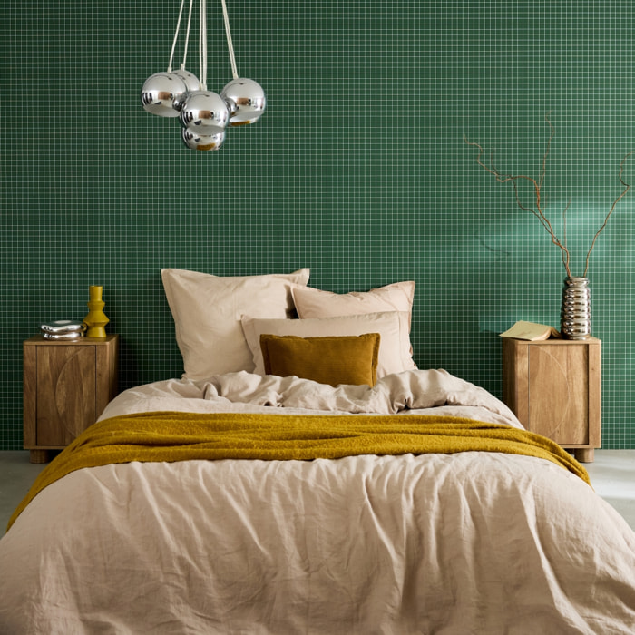 Lot de 2 tables de chevet décor bois de manguier 1 porte réversible Pondi