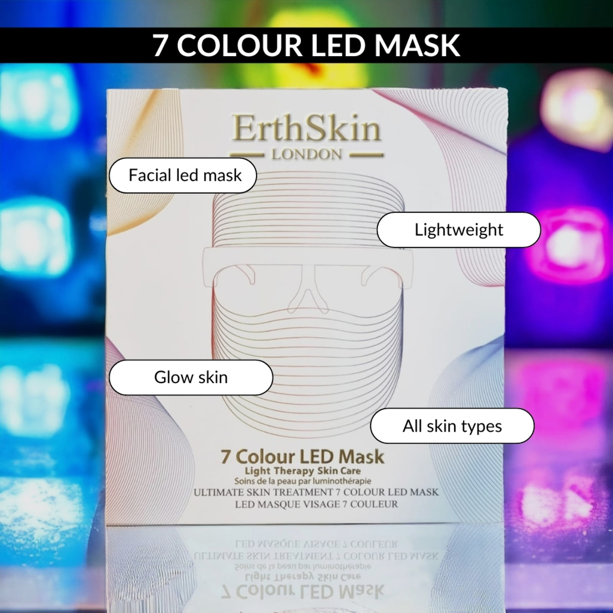 Máscara de terapia de luz LED con 7 colores.