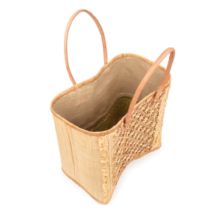 Villafrati borsa a spalla donna. Realizzato in rafia e paglia, con manici in pelle.