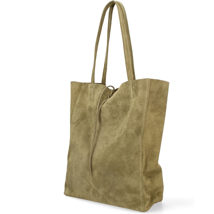 Borsa a mano da donna Made in Italy - Modello Lumena Prime - 100% pelle scamosciata - 28.0 x 35.5 x 12.5 cm