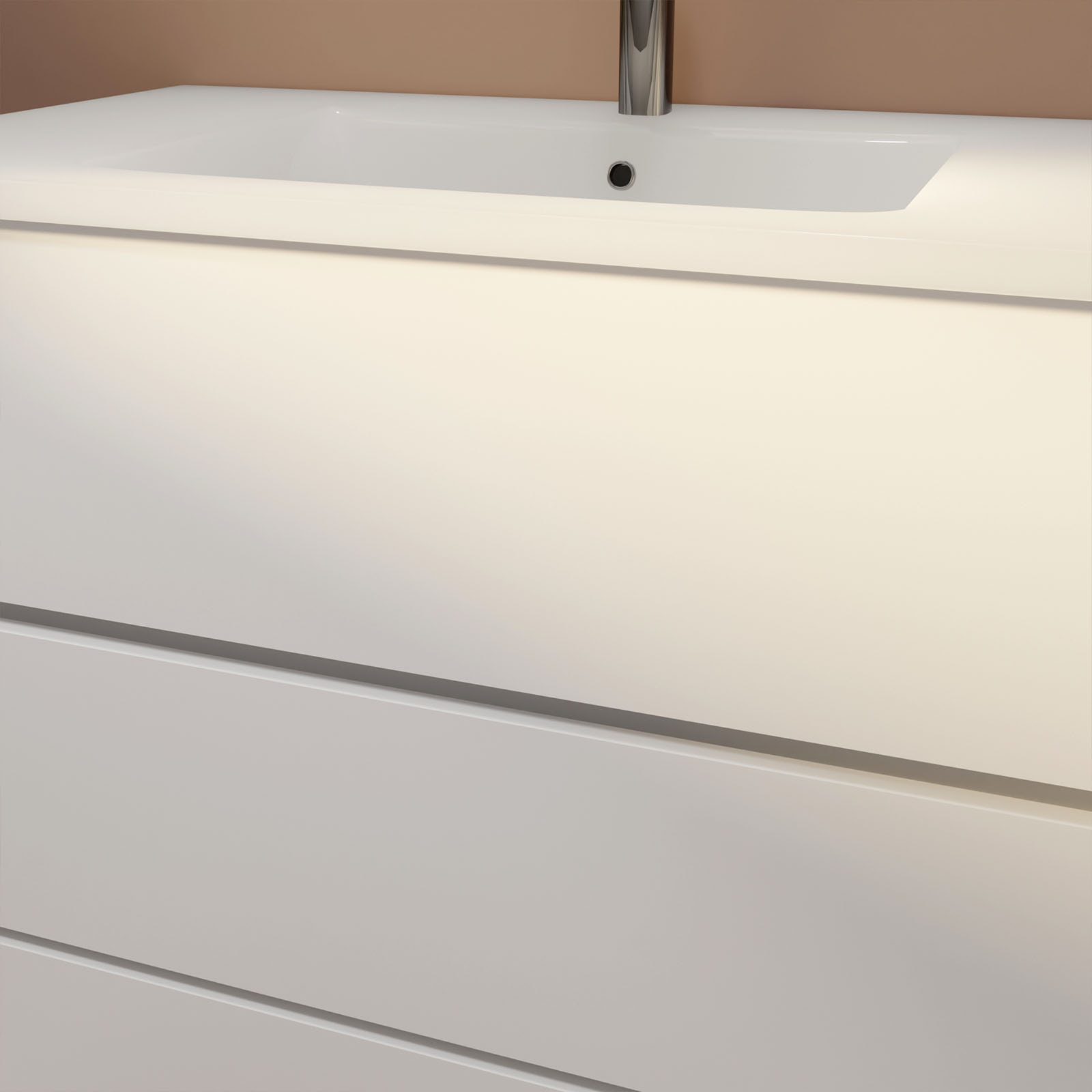 Pack Meuble Salle de Bains 60 cm Laqué Blanc, 3 tiroirs avec Vasque Céramique - XENOS