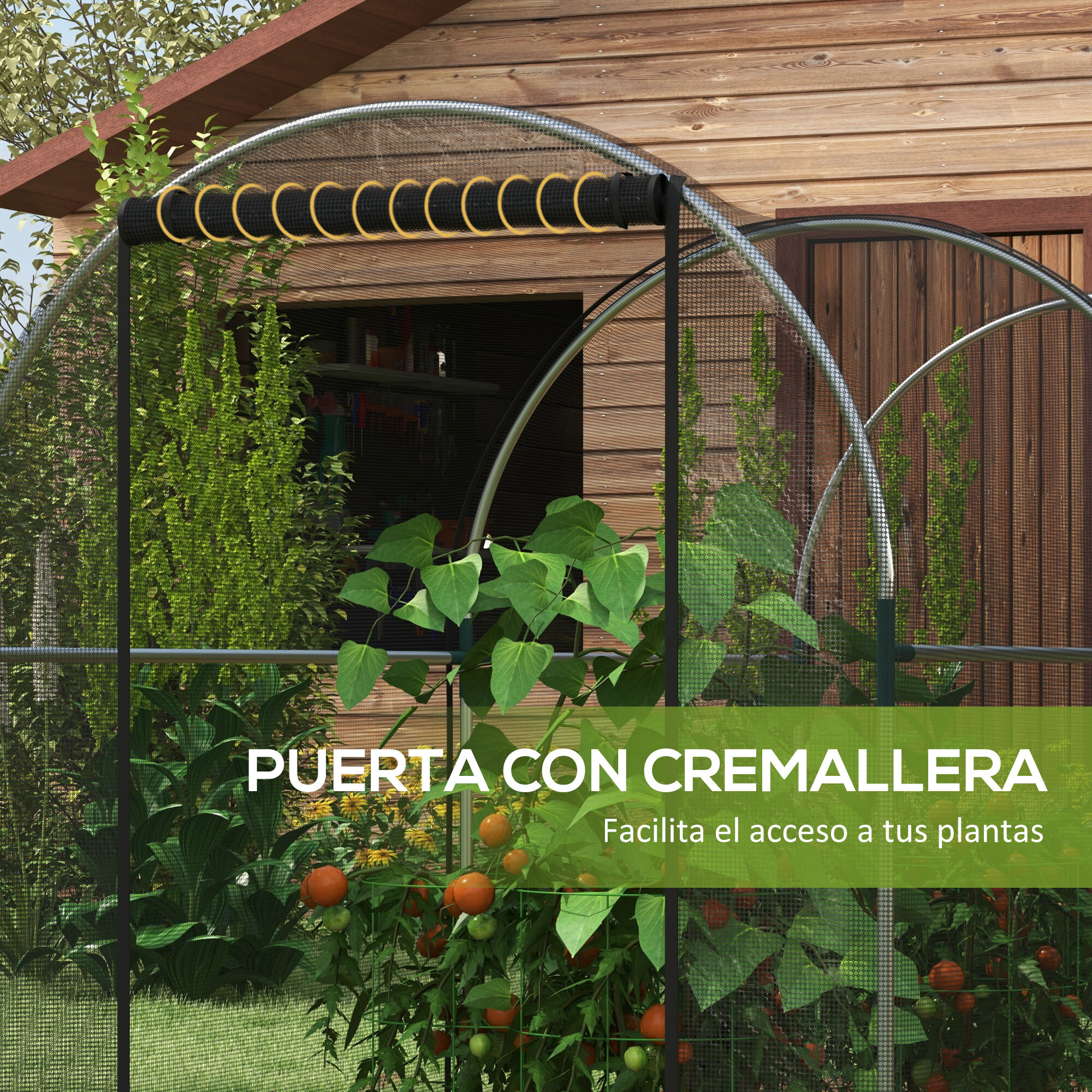 Jaula de Cultivo Jaula de Protección con Soportes Puerta con Cremallera y Anti-UV para Proteger las Plantas en Jardín Terraza Patio 120x300x146 cm Negro