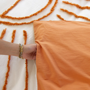 Parure de lit enfant coton tufté motif soleil - Terracotta