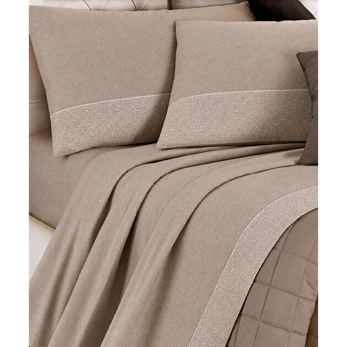 Completo Lenzuola Class Tortora Beige 100% Cotone e Made in Italy con stampa digitale HD