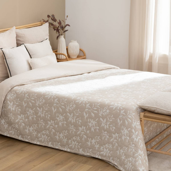 Dessus de lit Nuvia beige lin 260x240cm