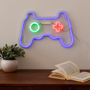 Tube néon mural led "Manette" bleu L 41cm