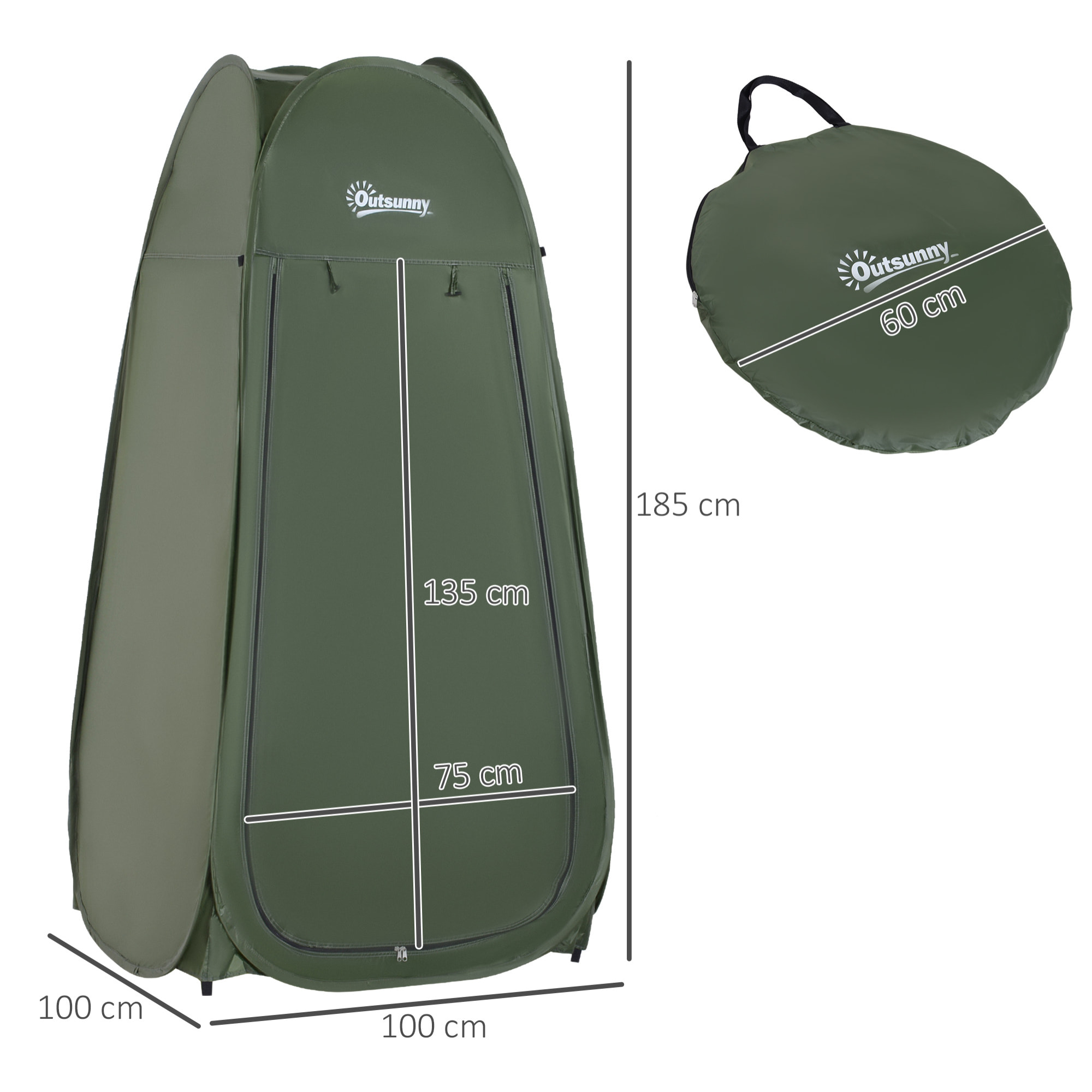 Carpa Ducha Playa de Poliá©ster 100x100x185cm Verde Oscuro