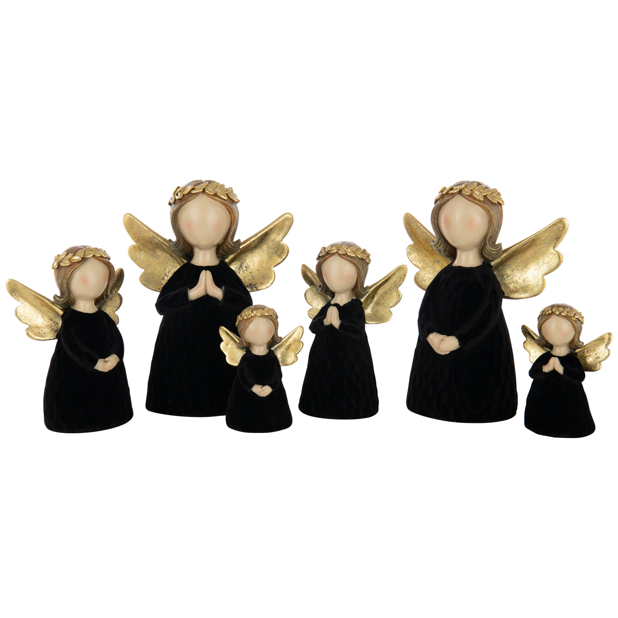 J-Line figurine Ange - polypolyrésine/velours - noir - large - 2 pièces