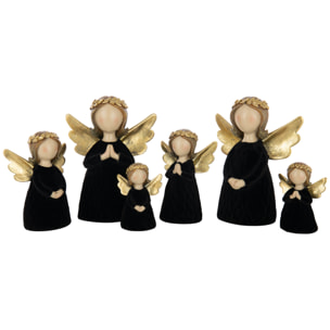 J-Line figurine Ange - polypolyrésine/velours - noir - large - 2 pièces