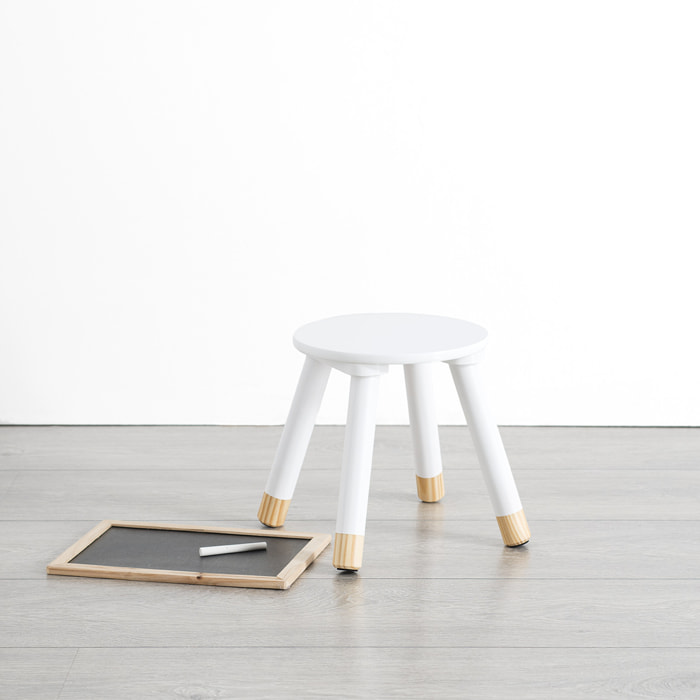 Tabouret enfant "Douceur" - blanc H27 cm