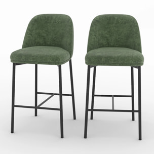 Lot de 2 chaises pour îlot central 67 cm en tissu vert sapin - Noah