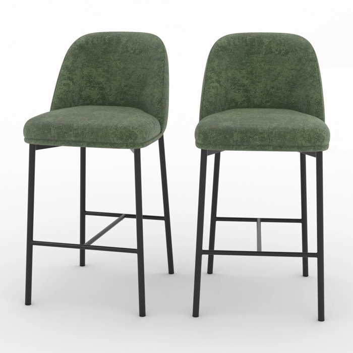 Lot de 2 chaises pour îlot central 67 cm en tissu vert sapin - Noah