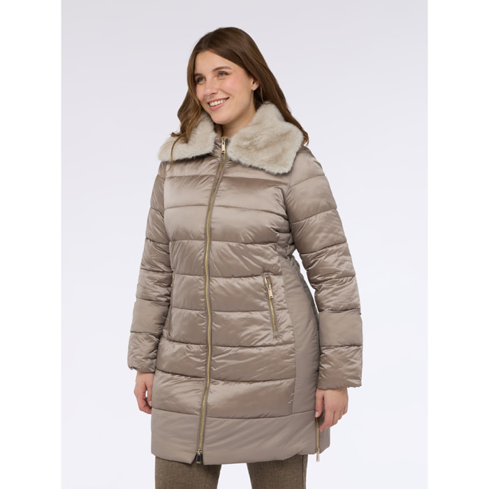 Fiorella Rubino - Piumino bimaterico con imbottitura in Sorona® Aura - Beige