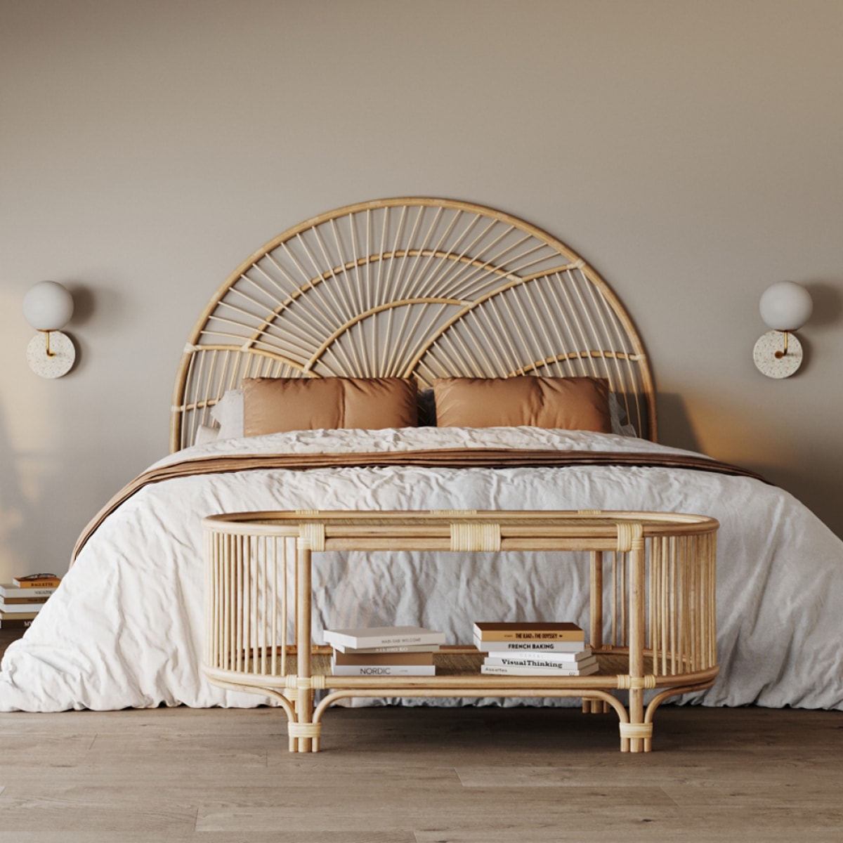 Tête de lit en rotin naturel 140 cm - Séléné