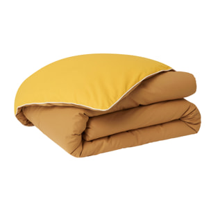 Housse de couette bicolore en coton, BONS JOURS, Jaune savane / curry