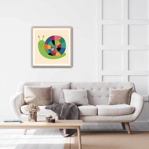 Affiche  rainbow escargot Affiche + cadre en bois - Chêne