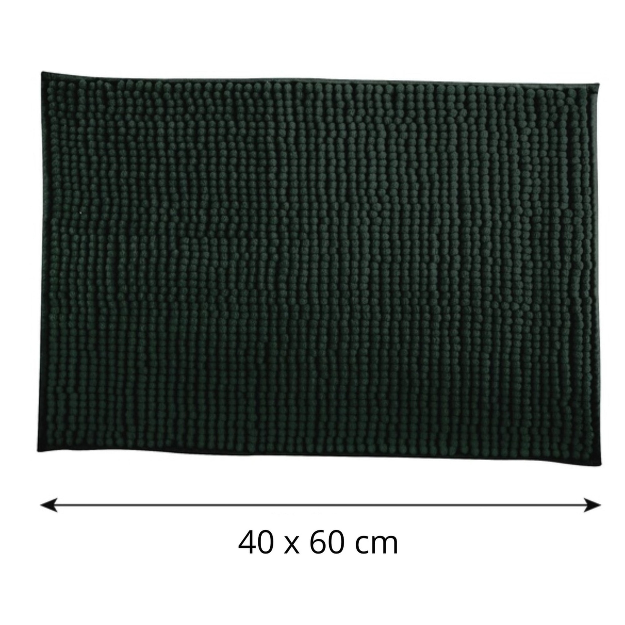 Alfombra de baño 'Oruga' en microfibra, en color verde oscuro, dimensiones 40x60 cm