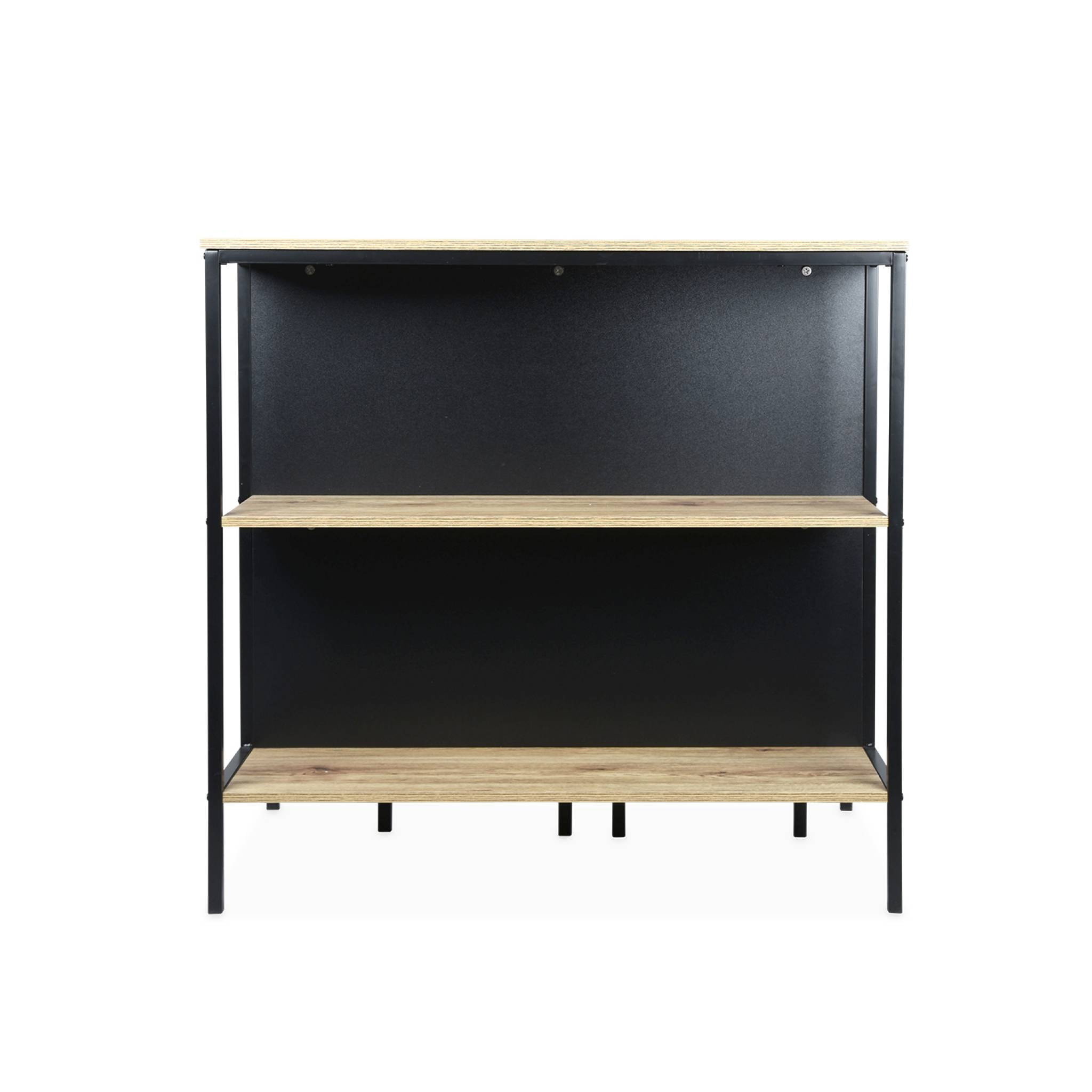 Table haute deux tabourets et deux étagères décor bois et métal. loft. L 100 x P 60 x H 95cm