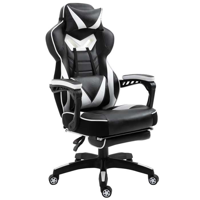 Silla Racing de Escritorio Reclinable Negro y Blanco