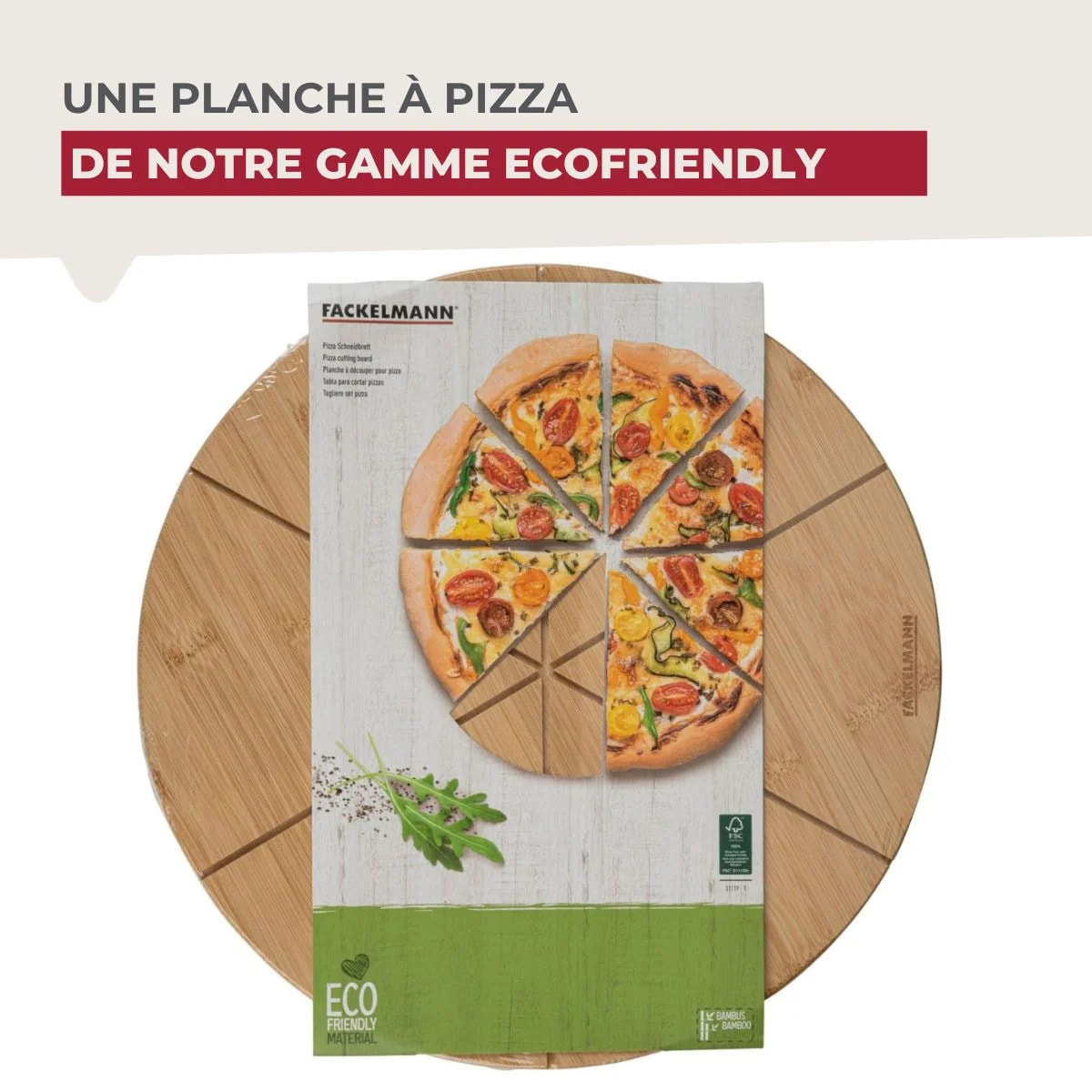 Set de 4 planches à pizza en bois Fackelmann Boisselerie