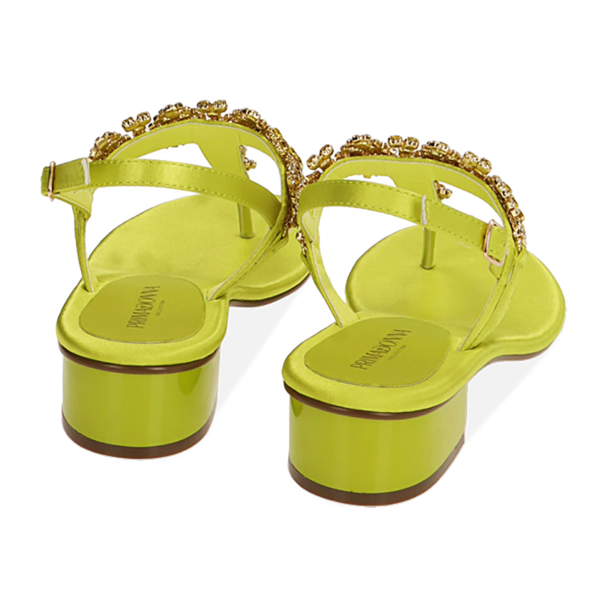 Sandalias planas de raso cedro, tacón de 3,5 cm