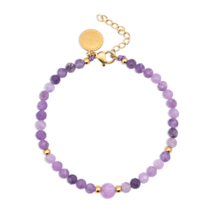 Pulsera Amulet Amatista Acero Baño Oro