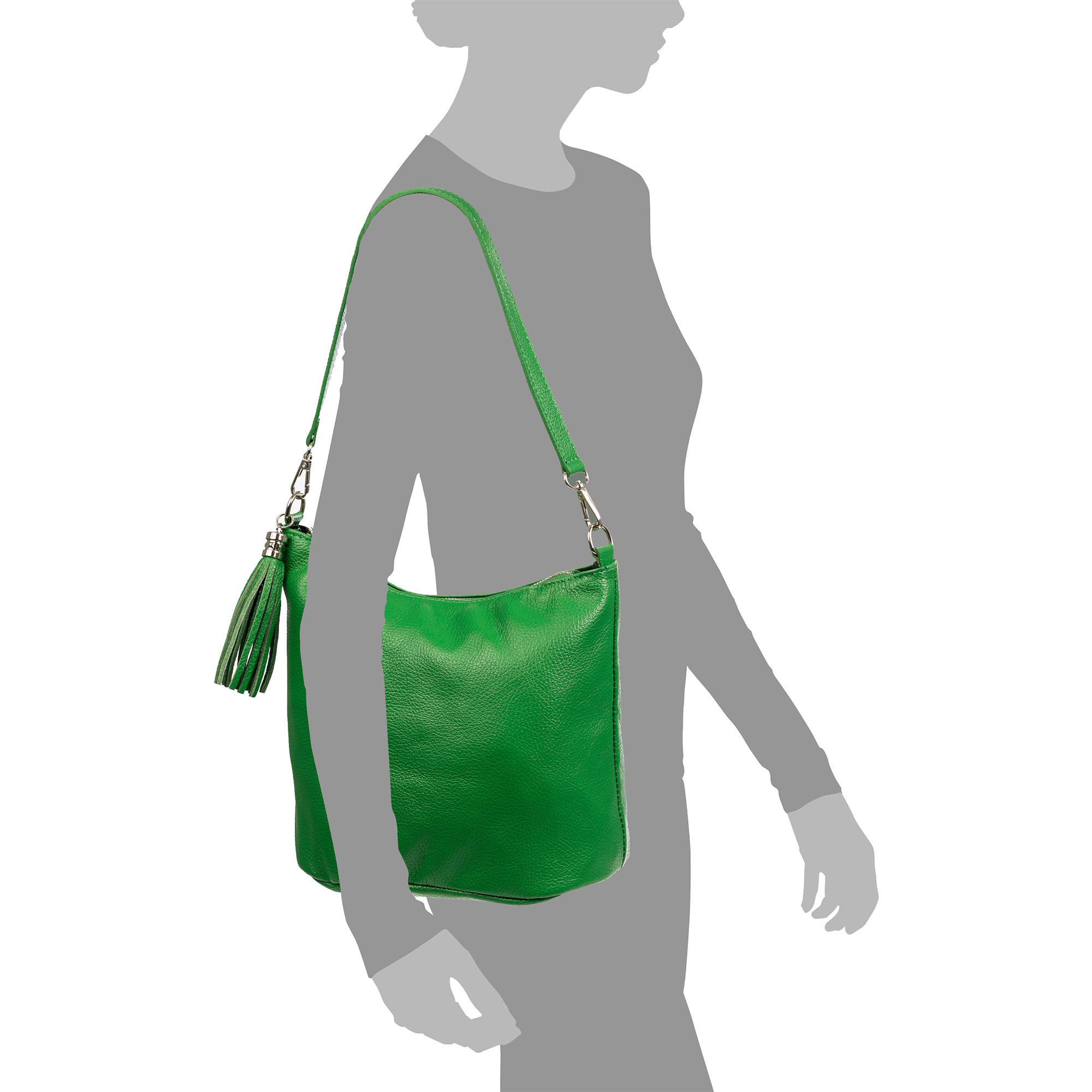 Assolo borsa a spalla, in pelle autentica finitura dollaro.