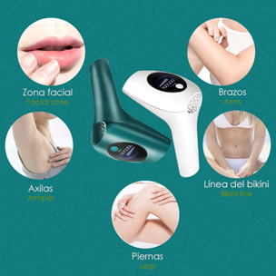 Depilatore IPL a luce pulsata. 8 livelli, 900.000 scatti di flash.