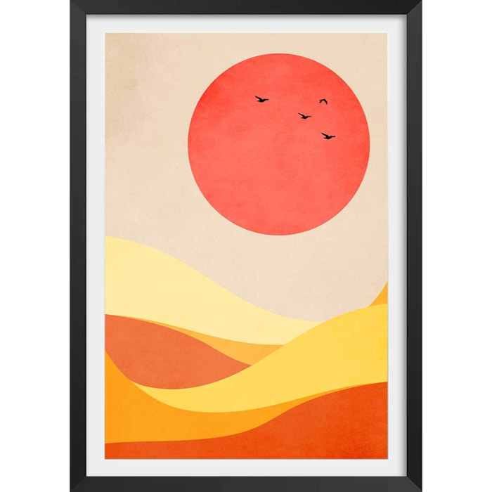 Vague harmonieuse Affiche + cadre en bois - Noir