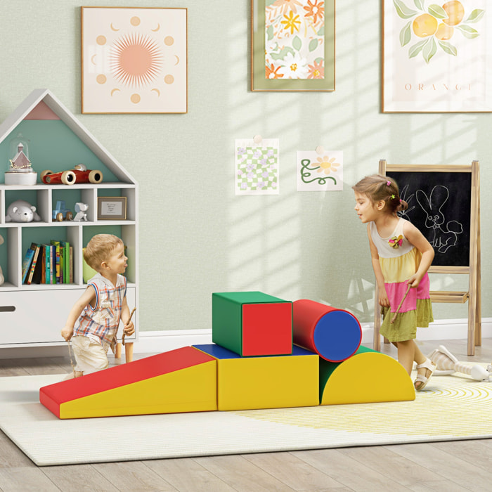Juego de 5 Bloques de Espuma para Niños, Bloques de Psicomotricidad, Figuras de Construcción, Juguete para Aprendizaje para Escalar y Gatear, Multicolor
