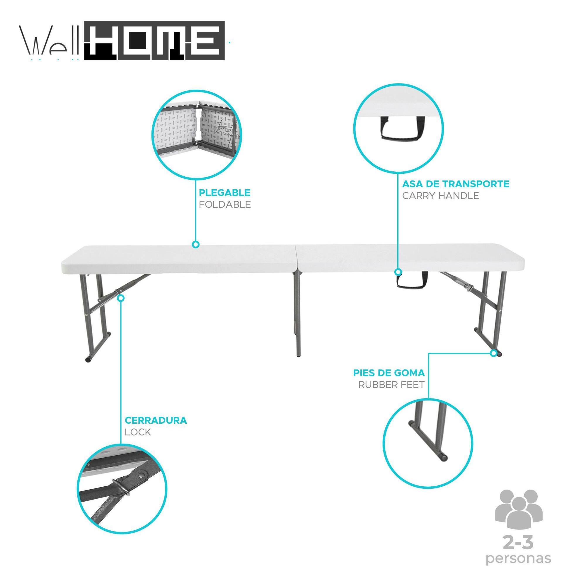 Well home - banco plegable 183x30x43cm