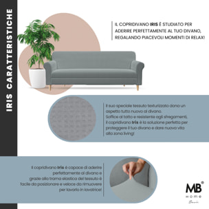 COPRIDIVANO IRIS, Elastico, Estensibile e Sagomato - GRIGIO CHIARO