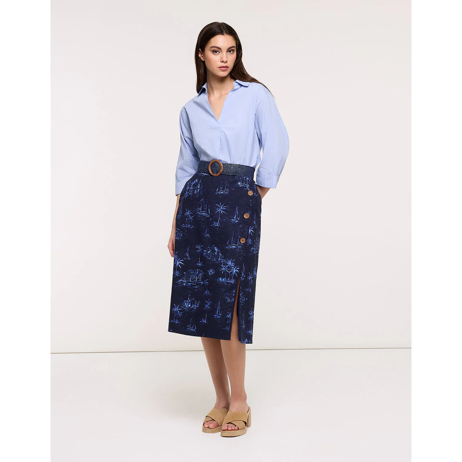 Falda Midi Azul Marino - Falnetis