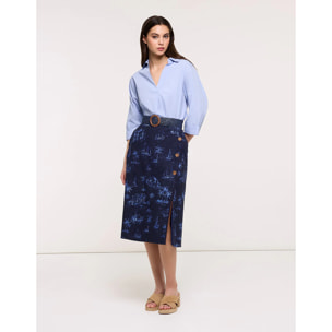 Falda Midi Azul Marino - Falnetis