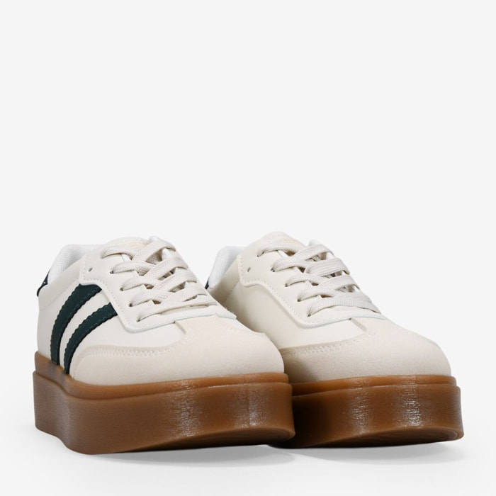 Zapatillas de plataforma beige con cordones