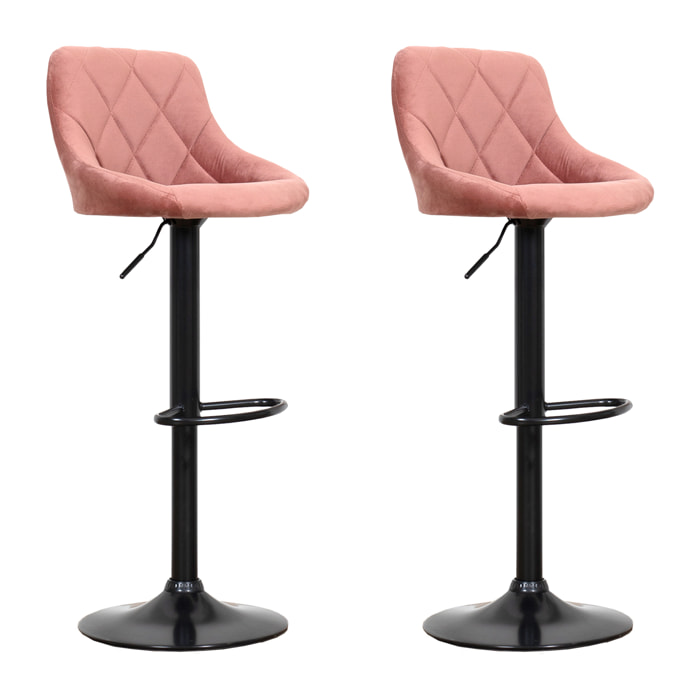 Lot de 2 tabourets de bar en velours rose ROBIN