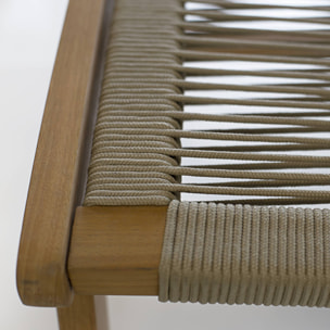 Lot de 2 fauteuils relax taupe en eucalyptus. corde. avec repose-pieds