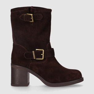 Botines de Serraje - Marron - Tacón: 5 cm