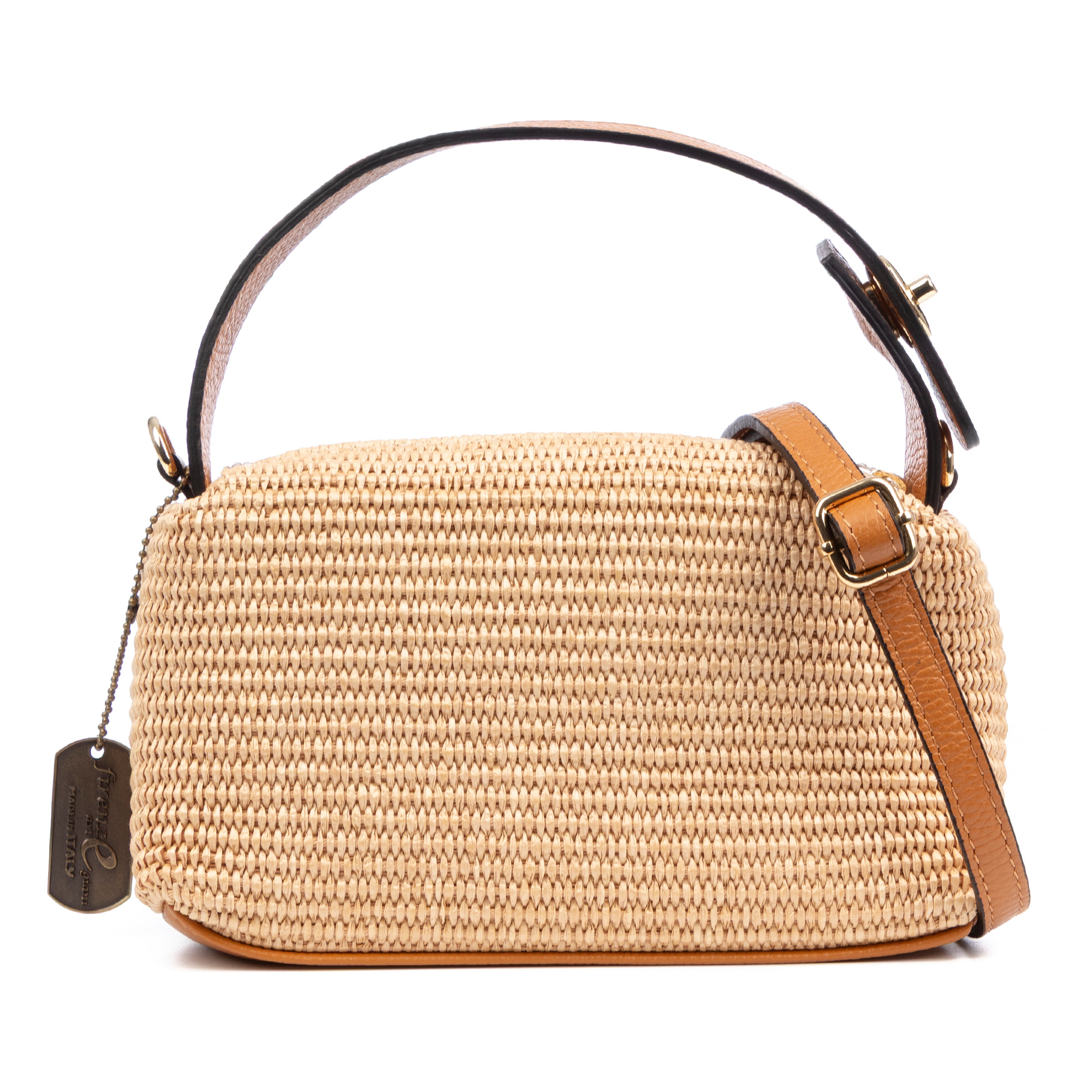 Baselice Bolso de mano Mujer. Fabricado en paja y piel auténtica Dollaro.